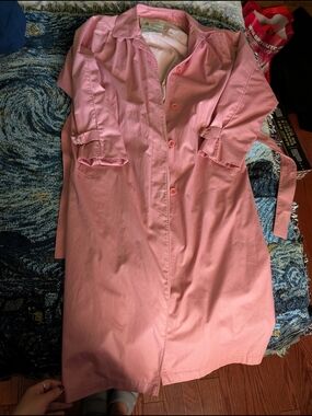 Light Pink London Fog Button-Up Trench Coat
